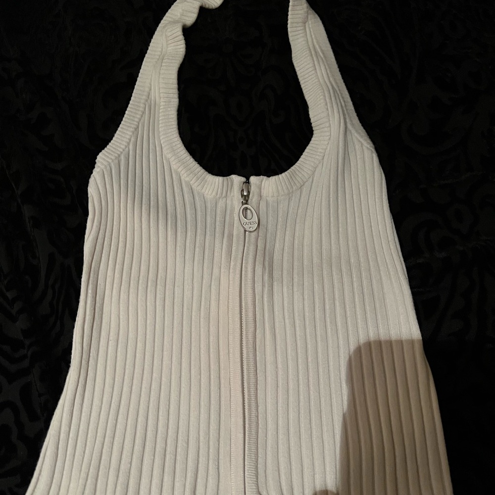 NWOT Guess White Ribbed Halter Top
